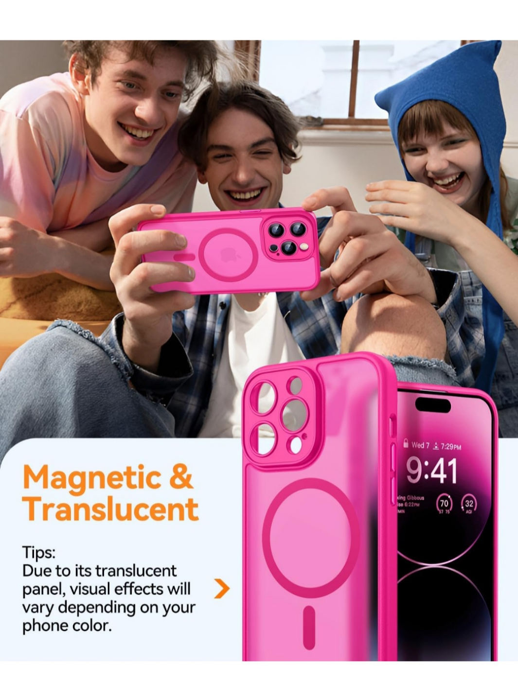 CANSHN iPhone 14 Pro Max Magnetic Case - Hot Pink - photo 4
