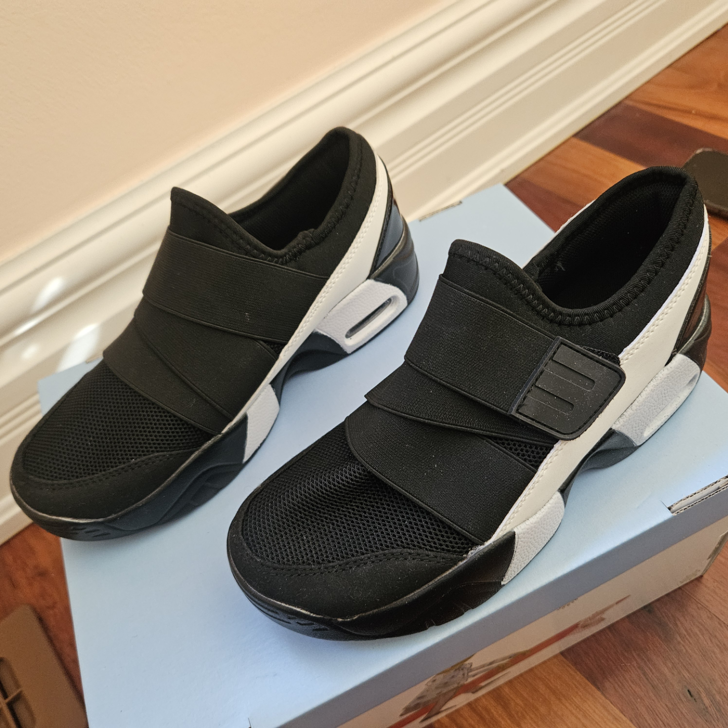 Women's Black and White Slip-On Sneakers - photo 3