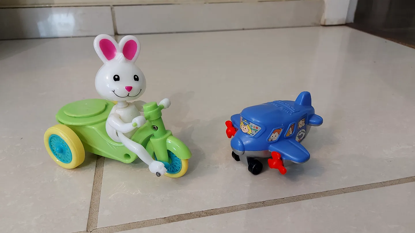 Cute Bunny Tricycle and Airplane Toy Set thumbnail