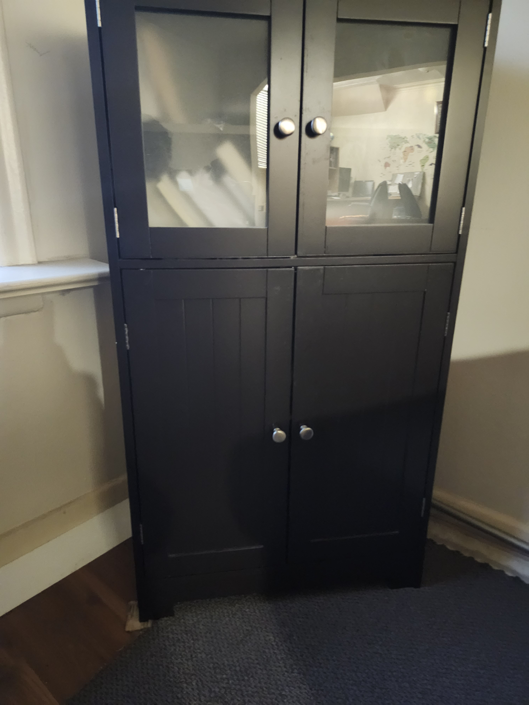 2 Black Corner Cabinet with Glass Doors - photo 3
