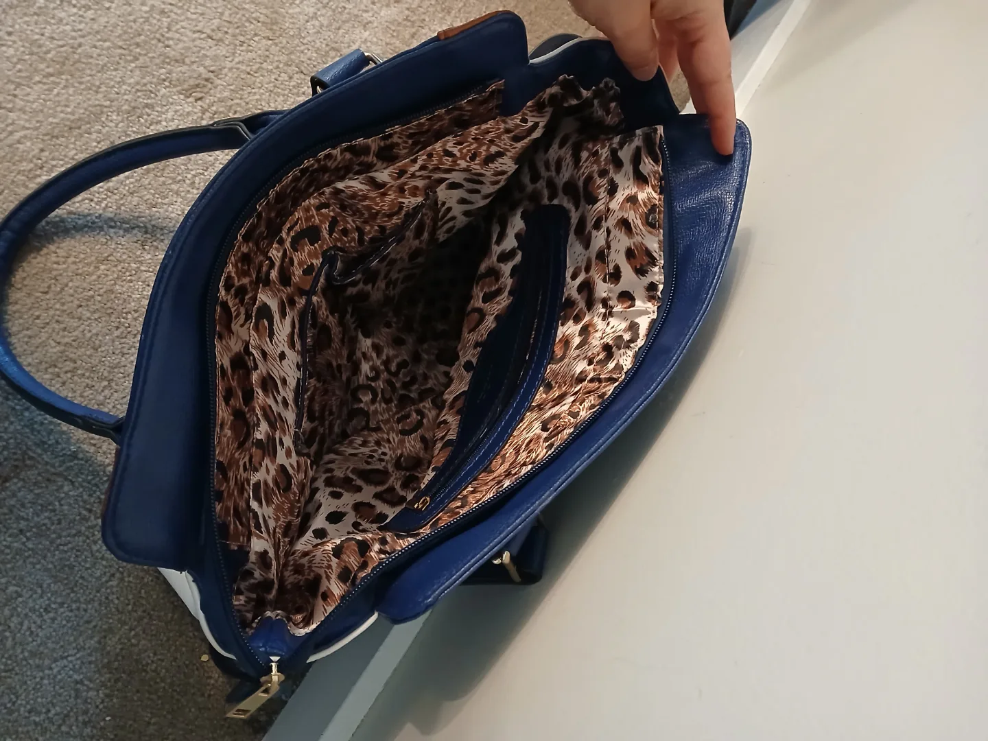 Nicci blue, brown and white purse image indicator(7)