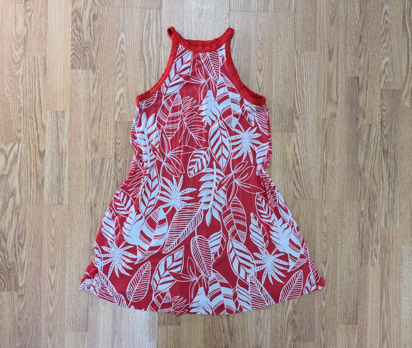 Old Navy Orangey Red and White Tropical Print Sundress - Size XS thumbnail