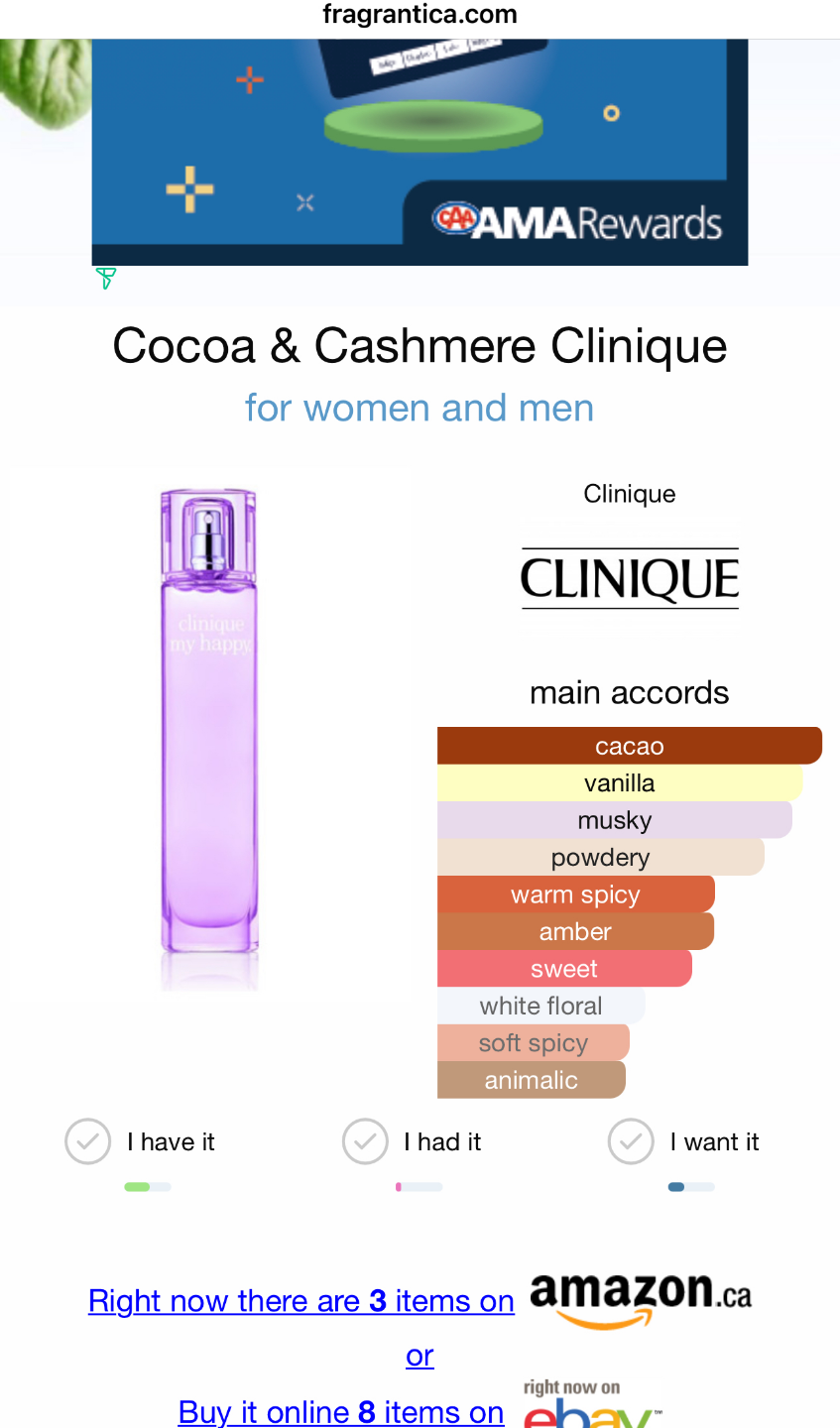 Clinique my happy. Cocoa & Cashmere Eau de Parfum 15ml - photo 3