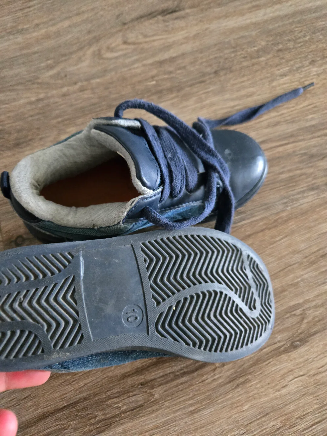 Kids' Blue Denim Sneakers - Size 10 #freecycling thumbnail