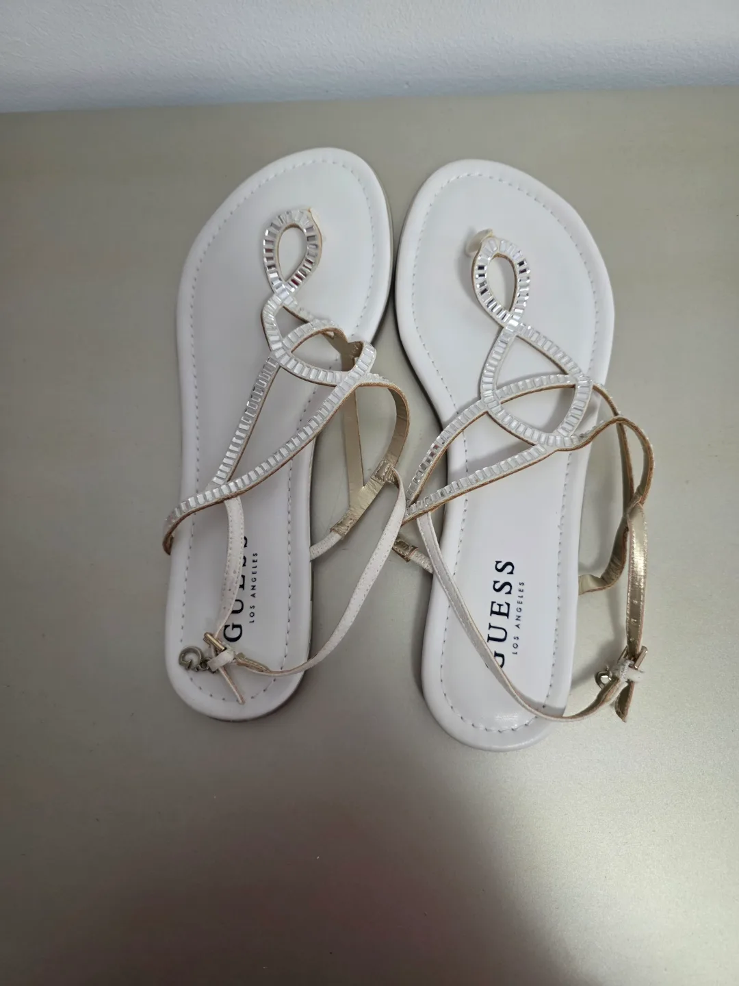 GUESS White Rhinestone Sandals thumbnail