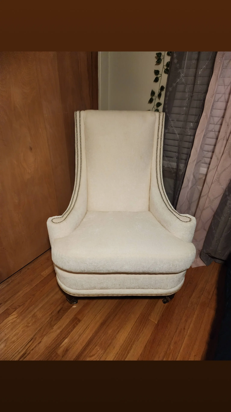Cream-colored accent chair