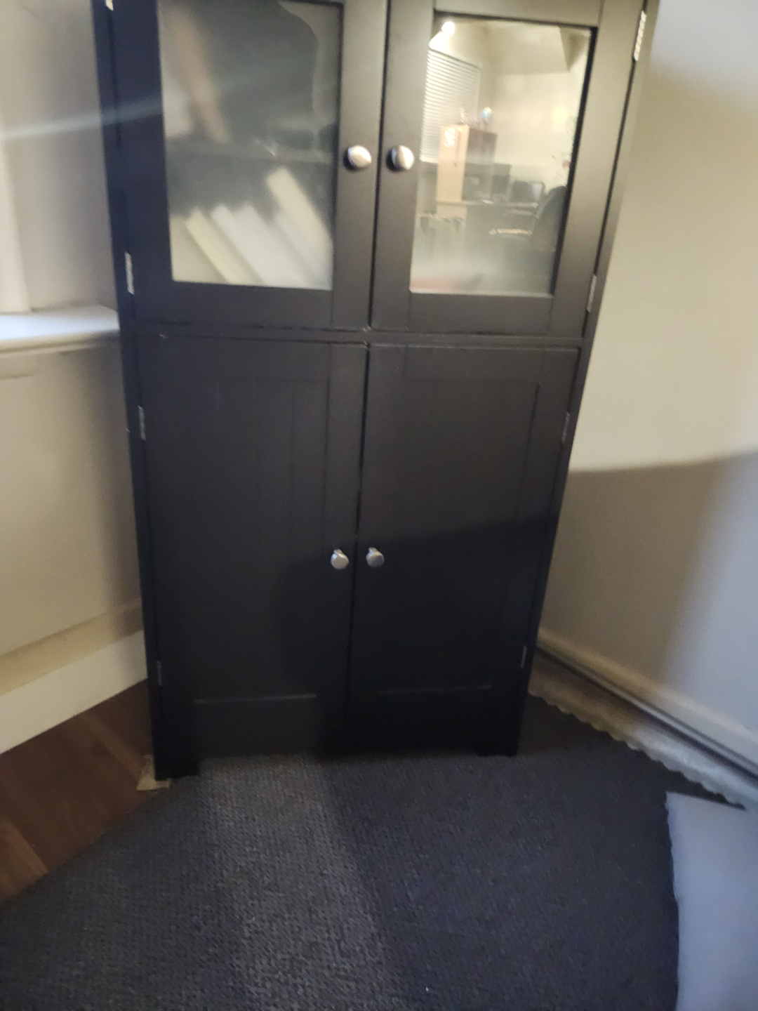 2 Black Corner Cabinet with Glass Doors - photo 2