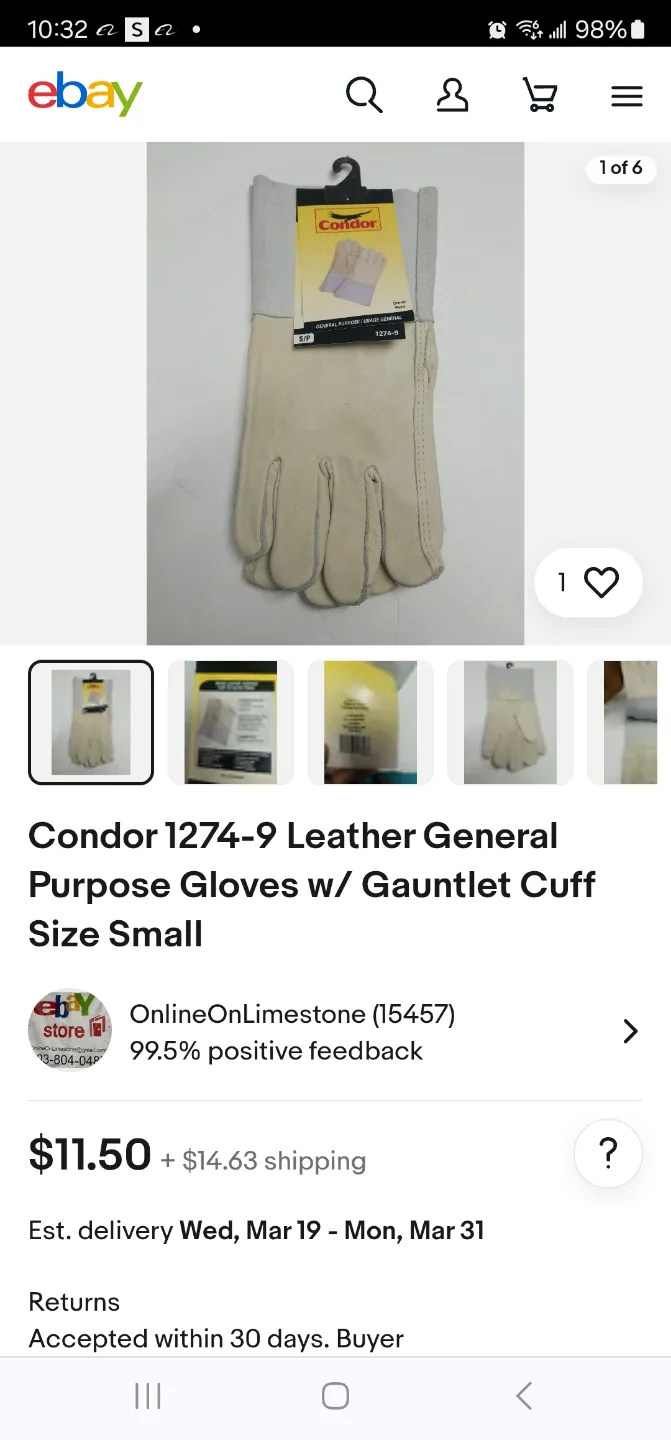 Condor 1274-9 Leather General Purpose Gloves .. image indicator(2)