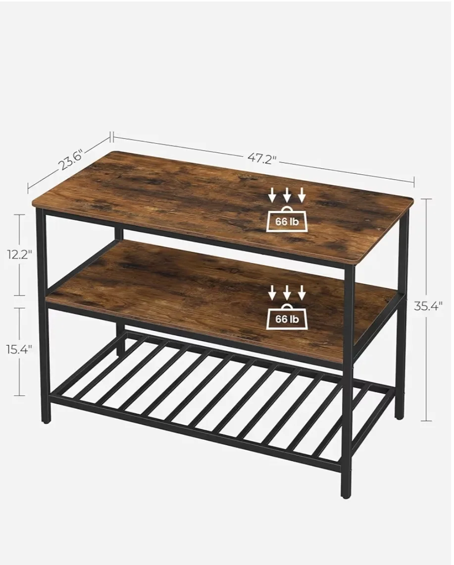 VASAGLE Kitchen Island - Rustic Brown and Black - 3-Tier Storage image indicator(2)