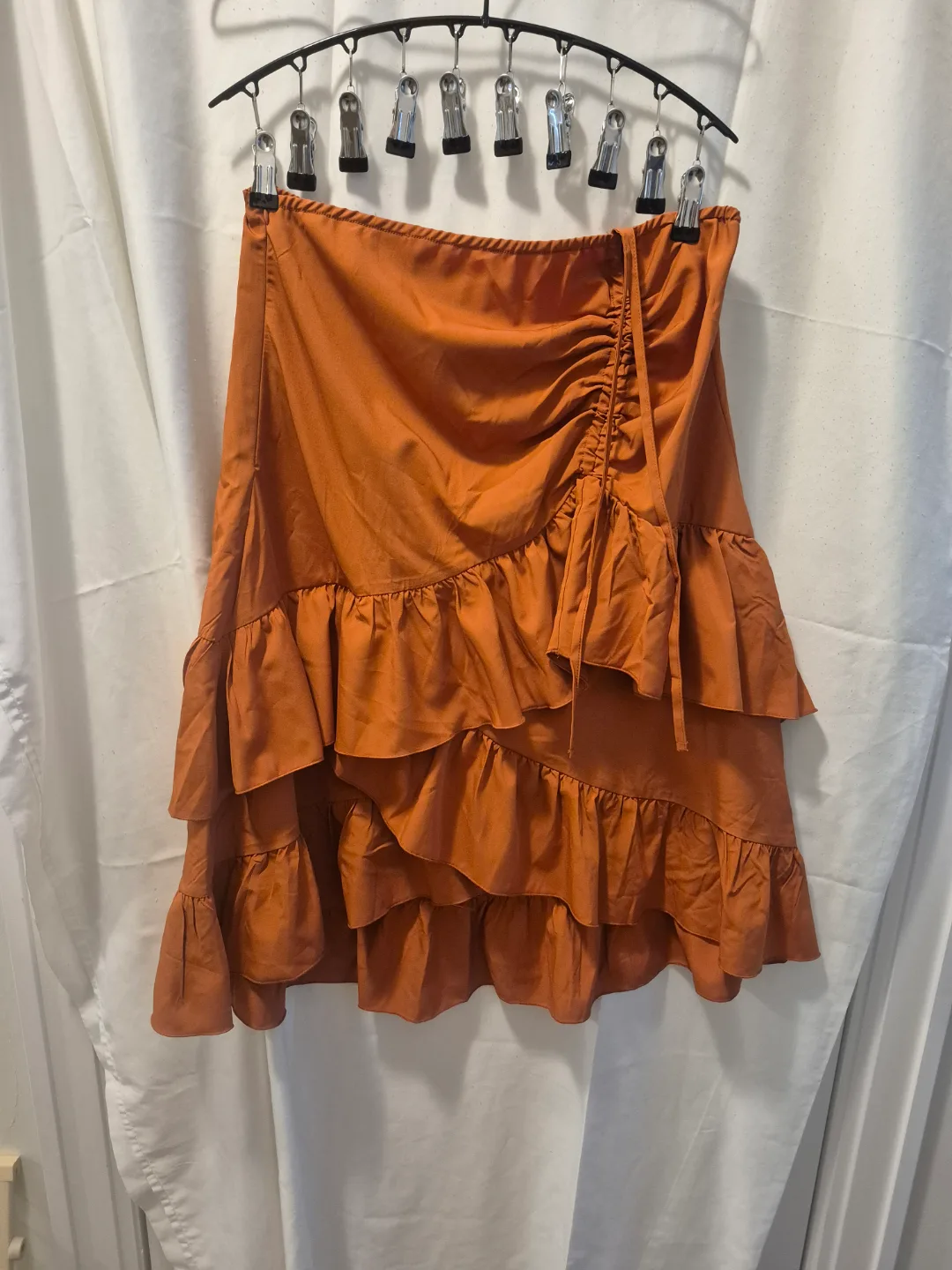 Rust-coloured tiered skirt thumbnail