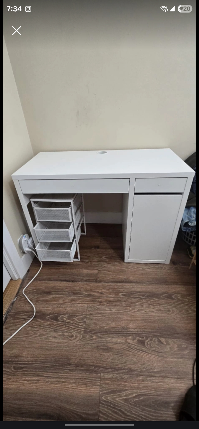 White Desk with Storage
