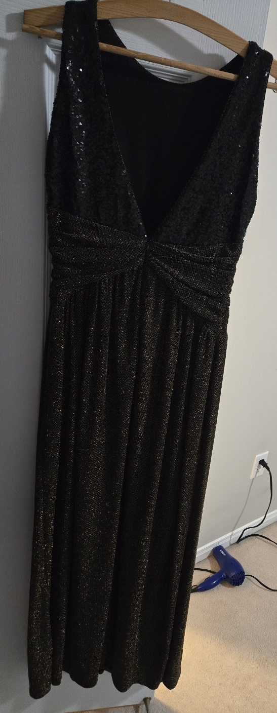wedding dress Sequined Black and Gold Maxi Dress - photo 2