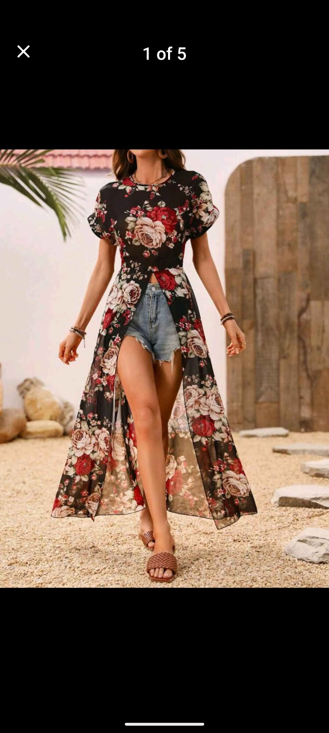 Floral Print High-Low Dress