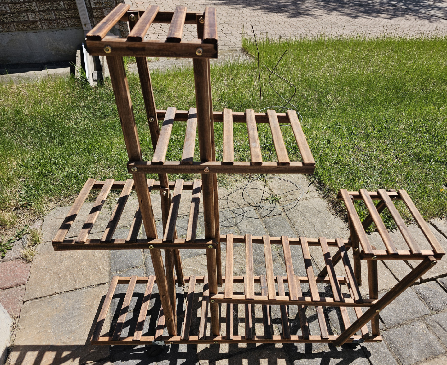 Wooden Plant Stand with Multiple Shelves