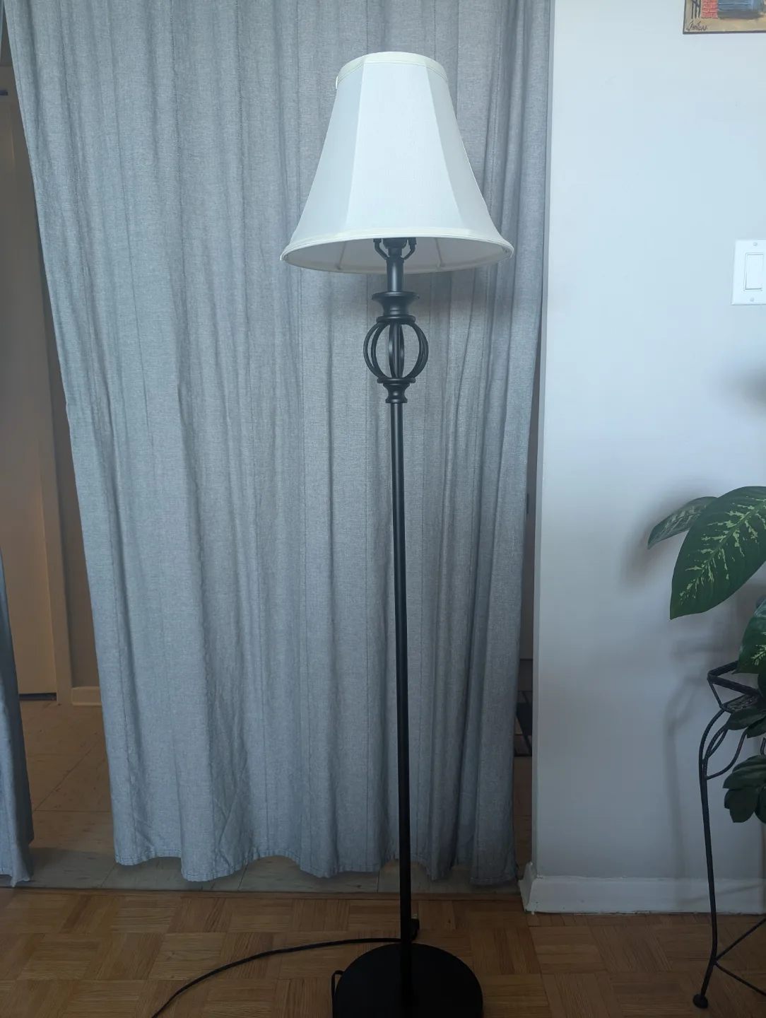 Black Metal Floor Lamp with White Shade thumbnail