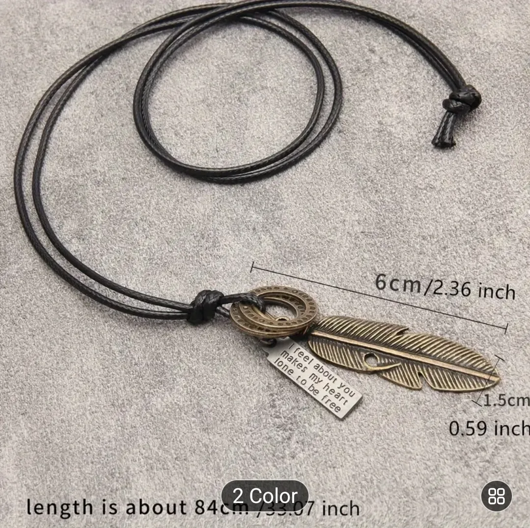 Bohemian Feather Pendant Necklace image indicator(2)