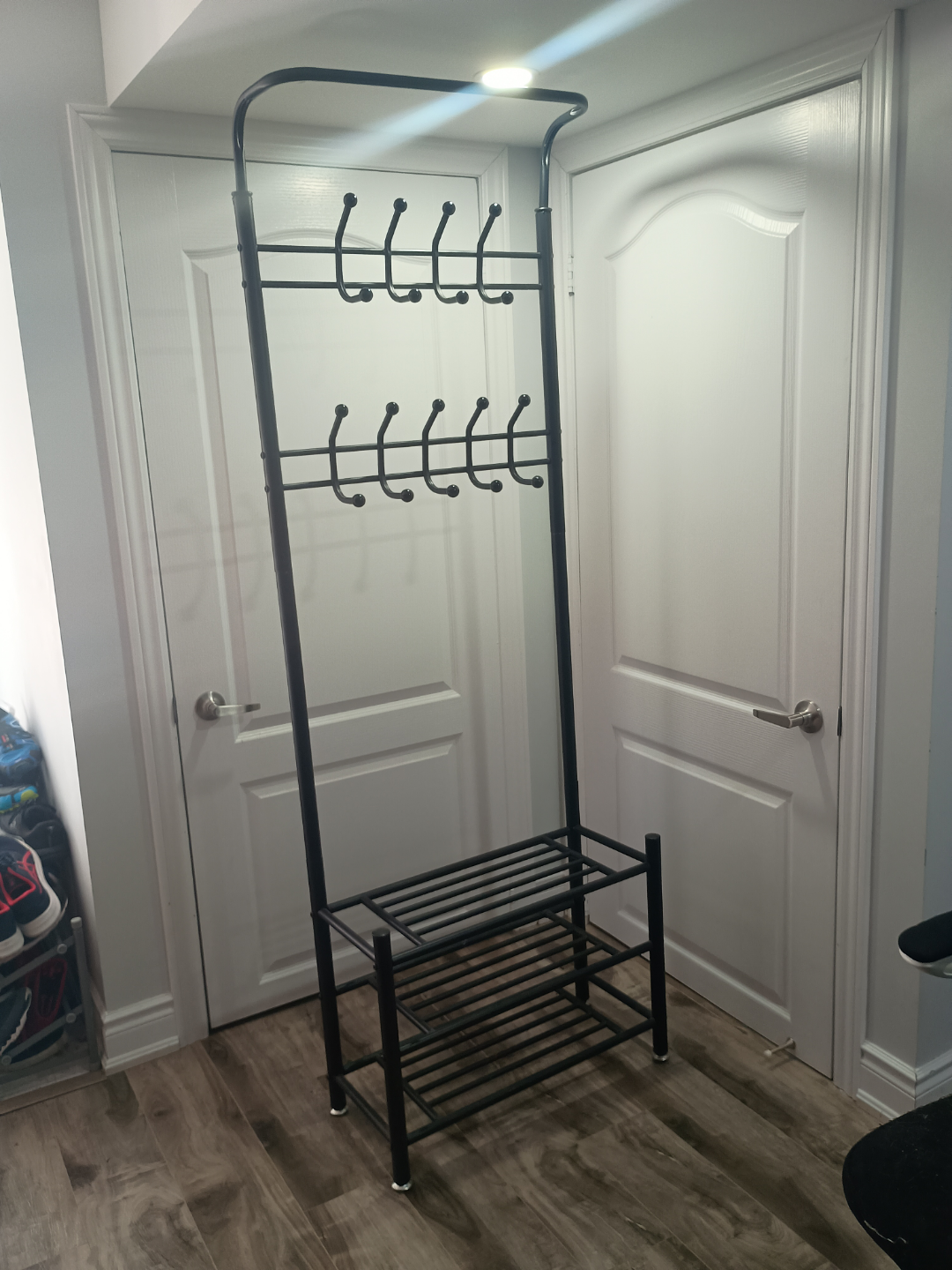 Black Metal Hall Tree with Shoe Rack - photo 2