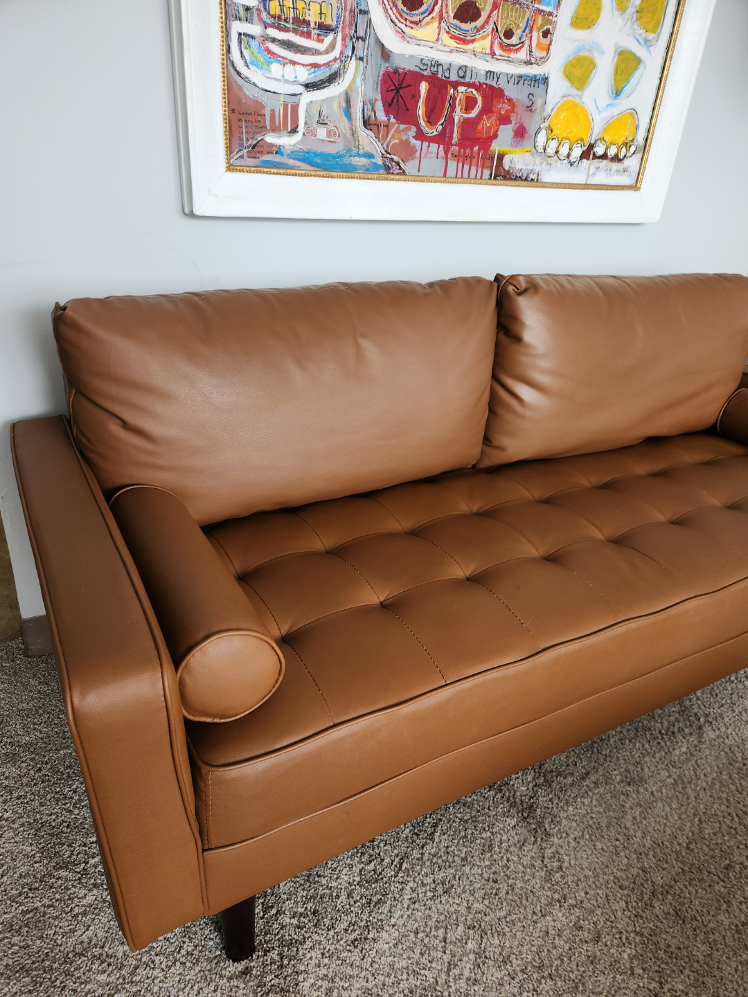 Mayfair Burkleigh 70.1" Brown Faux Leather Sofa - photo 3