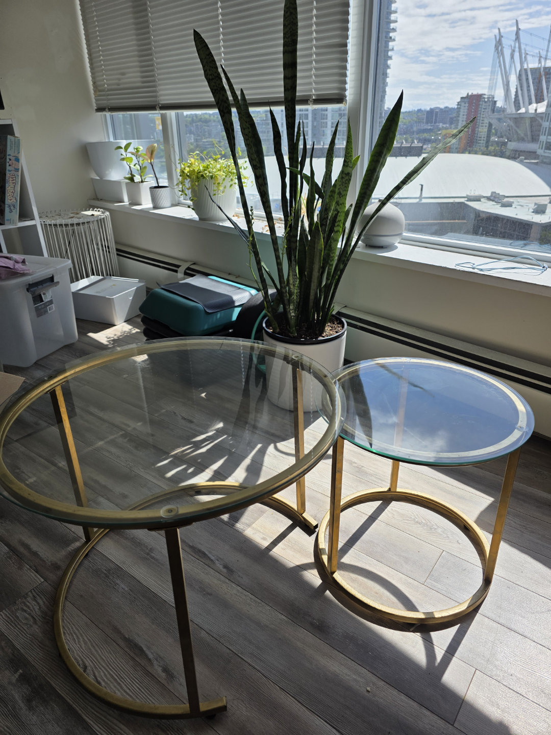 Glass and Gold Nest of Tables