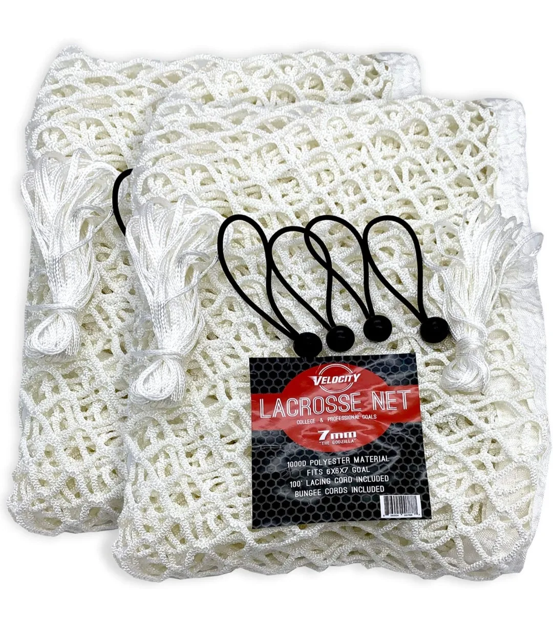 2 Pack - Velocity 7MM Heavy Duty White Lacrosse Net,.. thumbnail