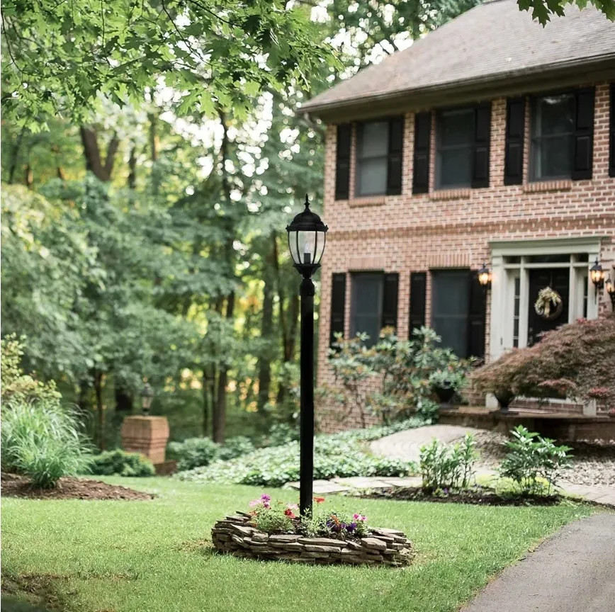 2 Black Outdoor Post Lantern Light Fixture thumbnail