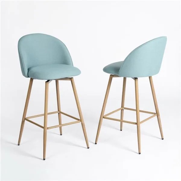 Blue - Pair of Teal Swivel Bar Stools with Gold Legs image indicator(5)