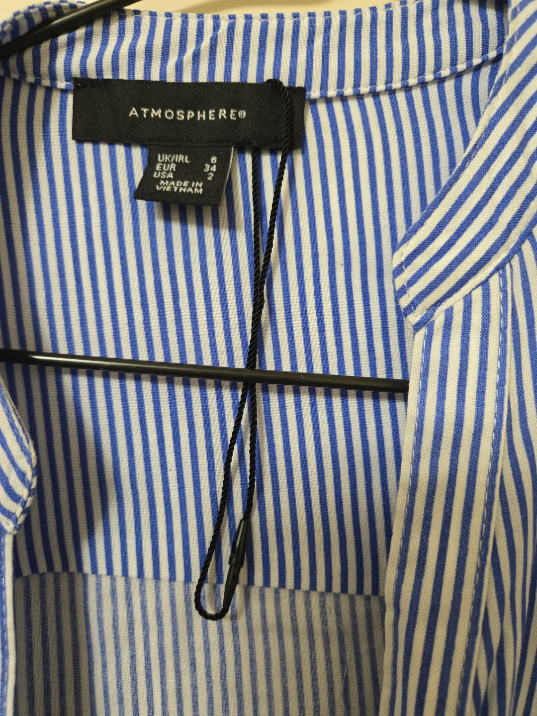 Atmosphere Women's Blue and White Striped Shirt Size 6 image indicator(2)