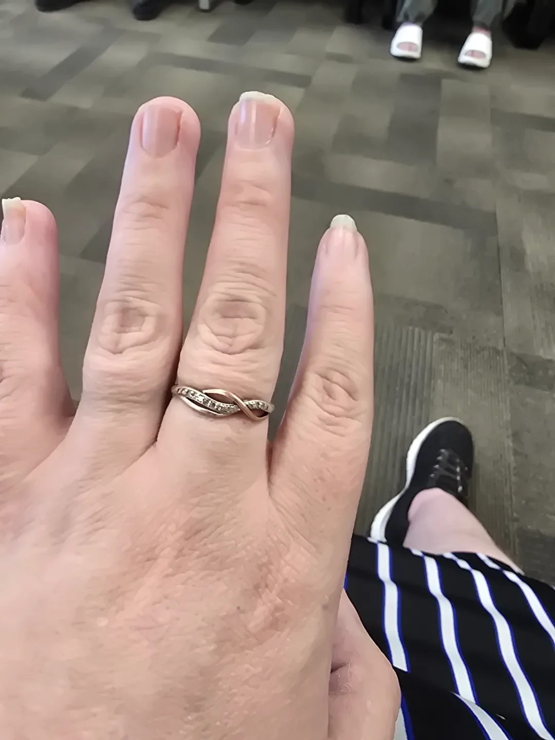 Delicate Two-Tone Wave Ring with Cubic Zirconia thumbnail