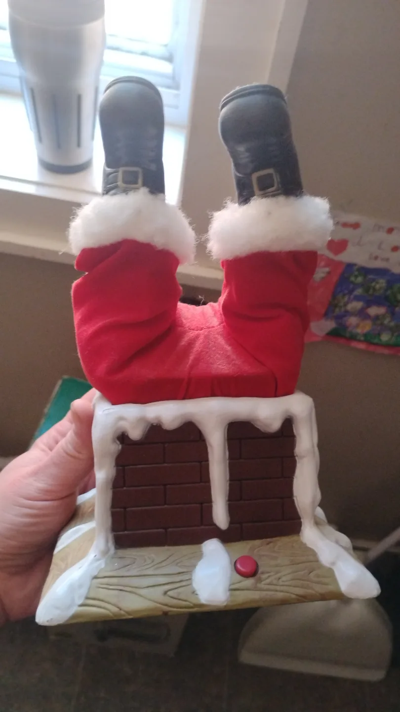 🧡Vintage Animated Santa Stuck in Chimney Christmas Decoration thumbnail