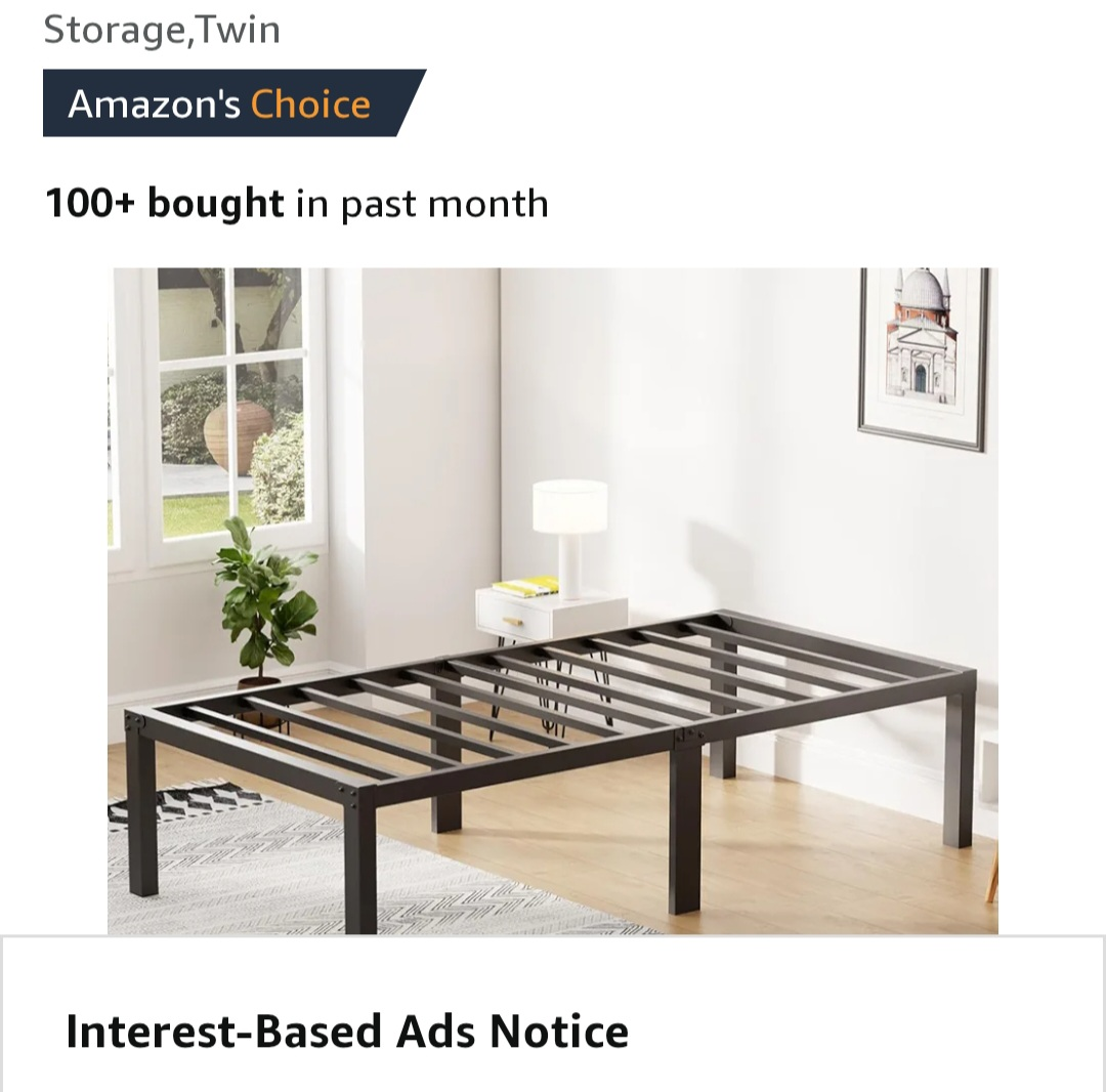 Twin Metal Bed Frame with Storage