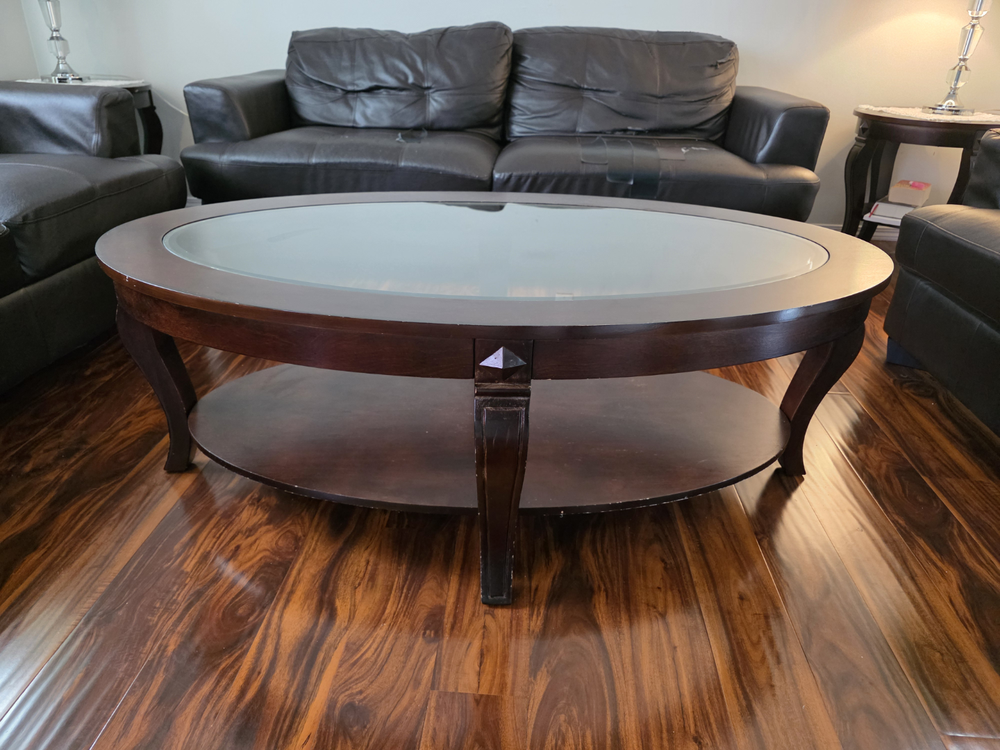 Dark Brown Wood End Table and Coffee Table Set - photo 2