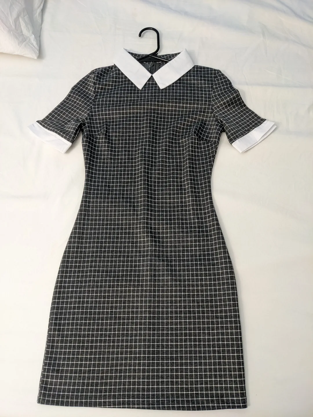 Grey and White Gingham Peter Pan Collar Mini Dress 🏒 thumbnail