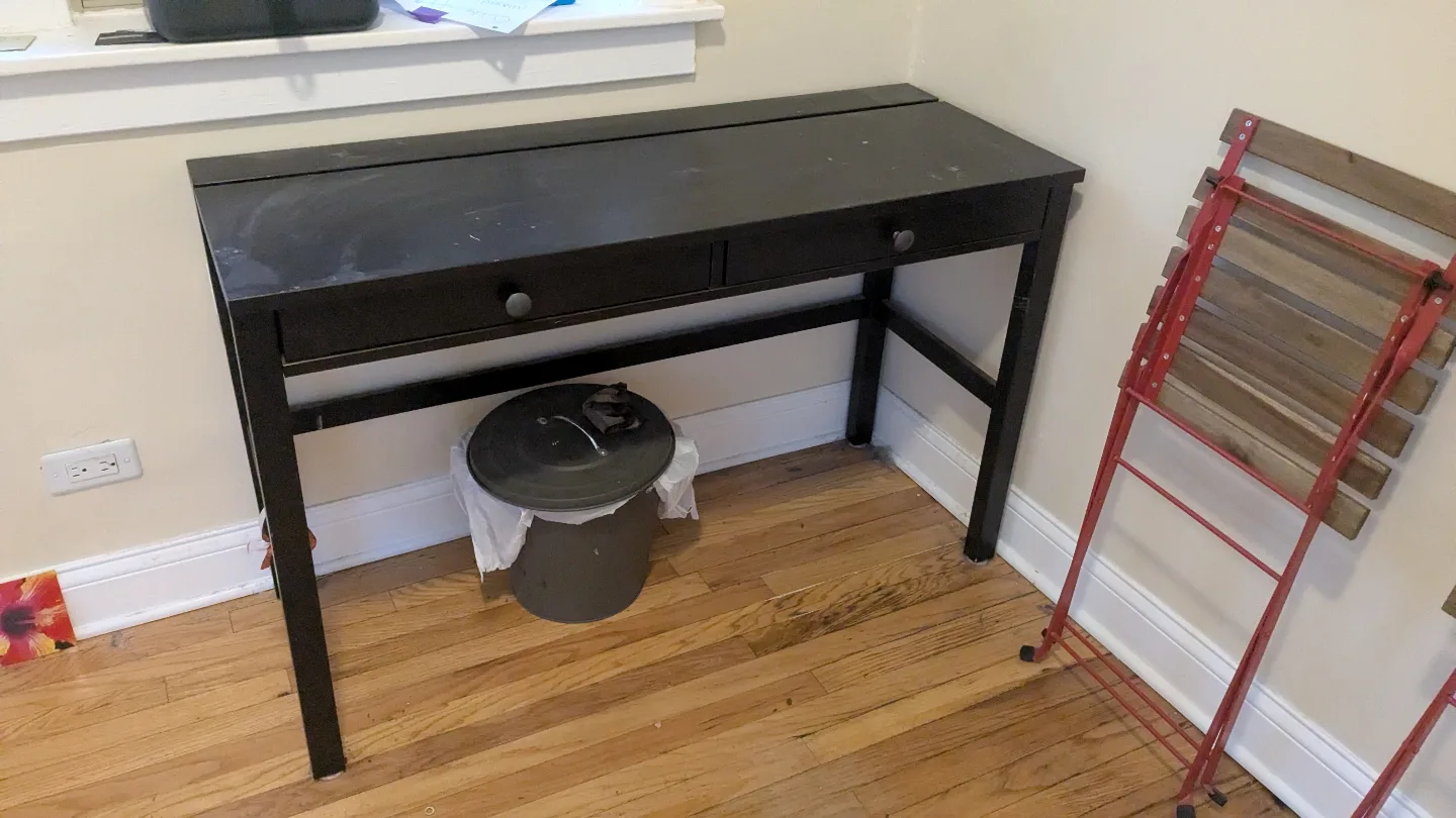 Black wooden desk thumbnail