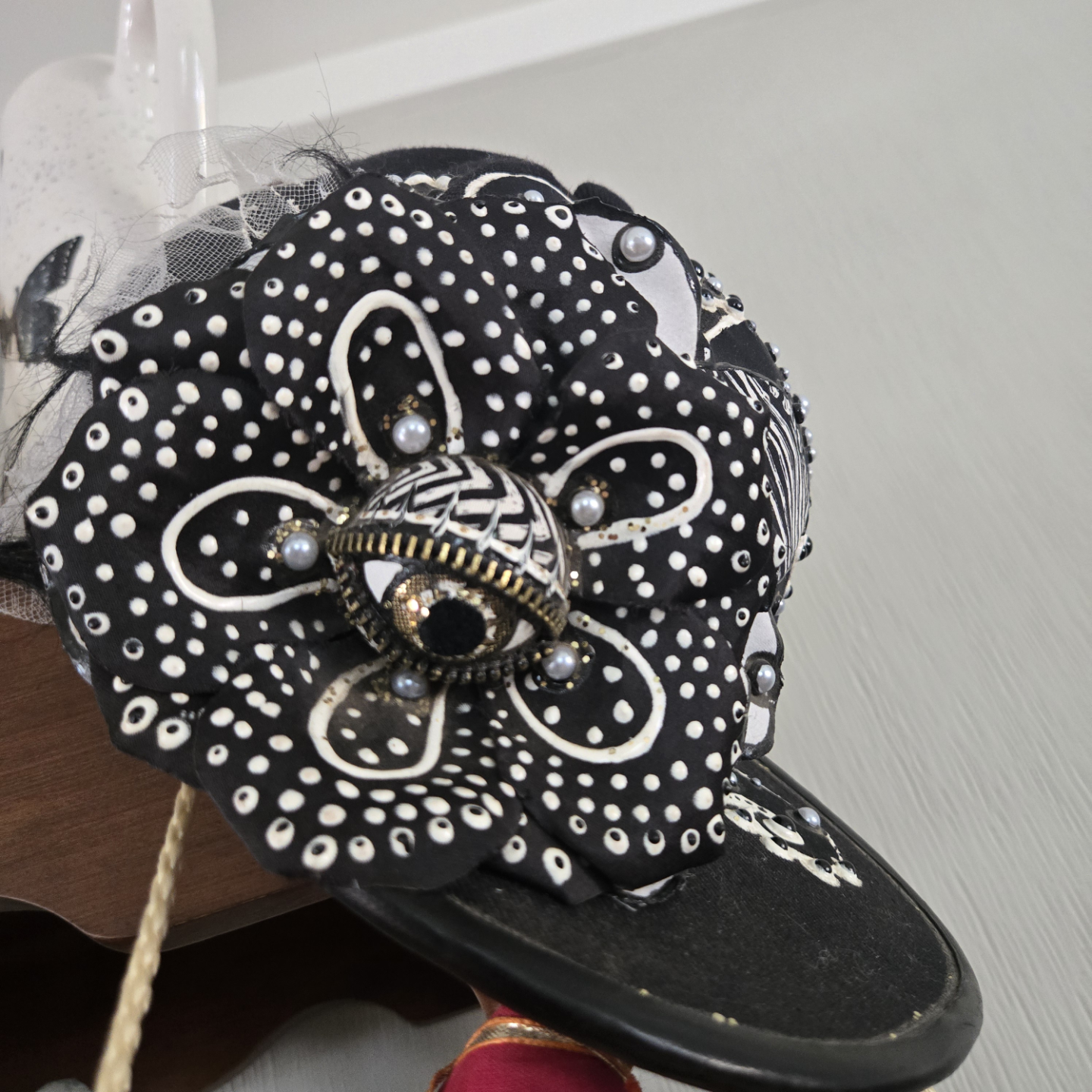 Steampunk Black&White All Seeing Eye Flower Appliqué