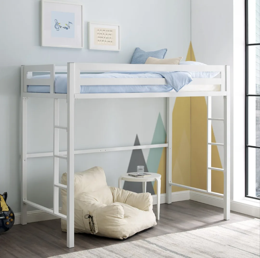White Metal Loft Bed Frame thumbnail