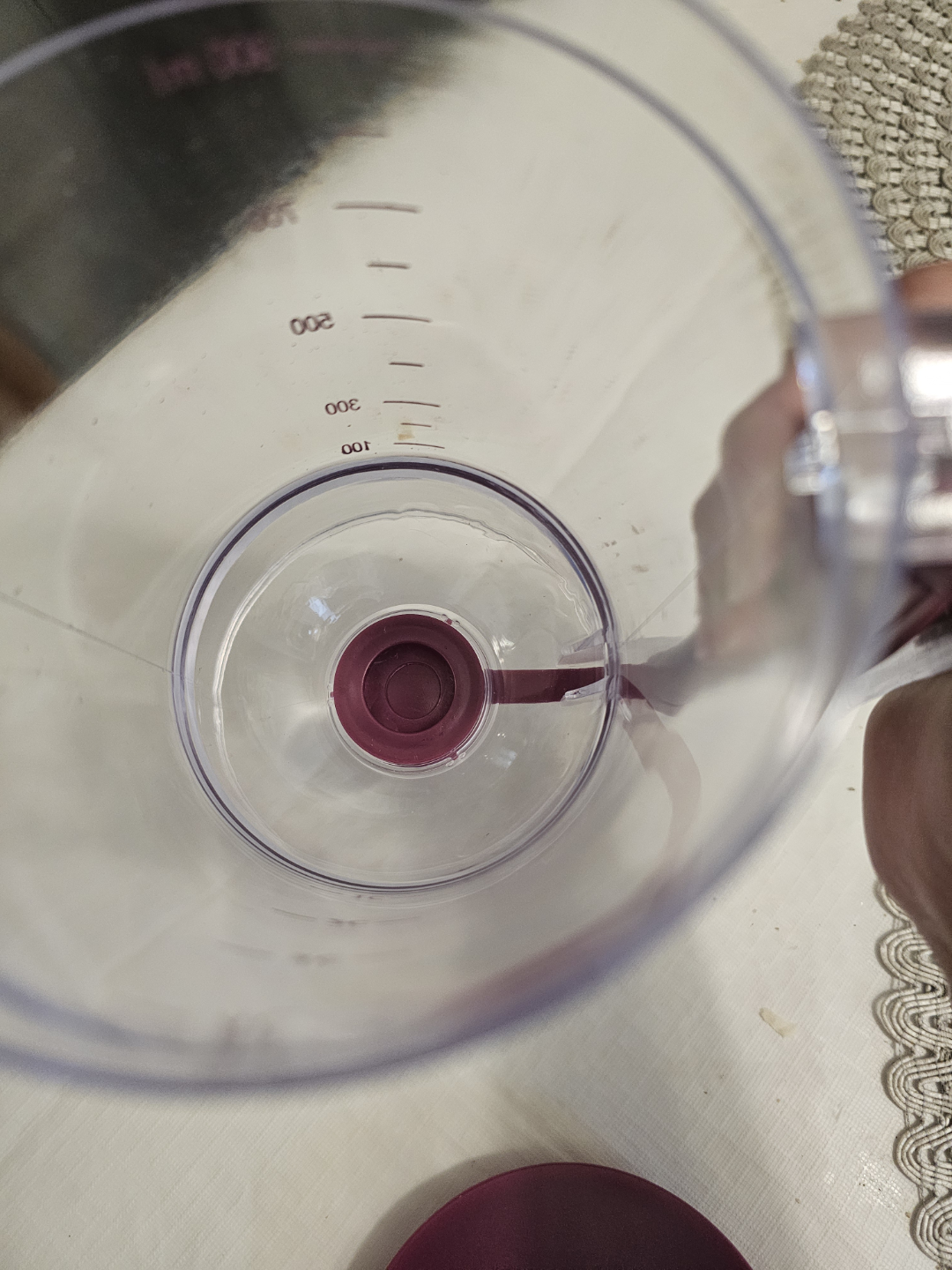 Clear Plastic Batter Dispenser with Purple Lid and Handle - photo 3