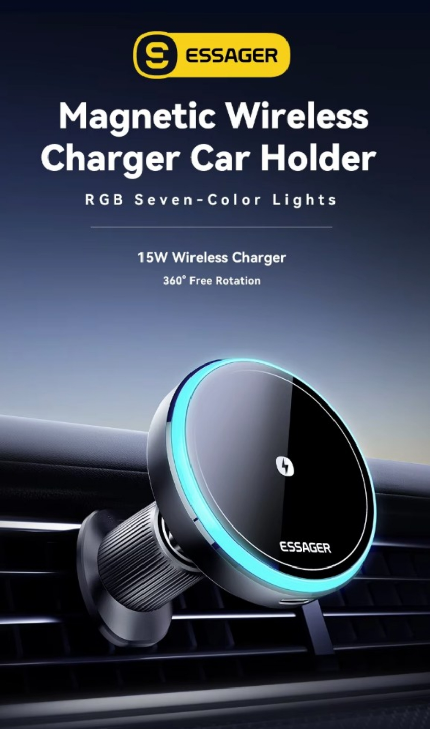 Magnetic Wireless Charger Car Phone Holder Fast Charging vent
