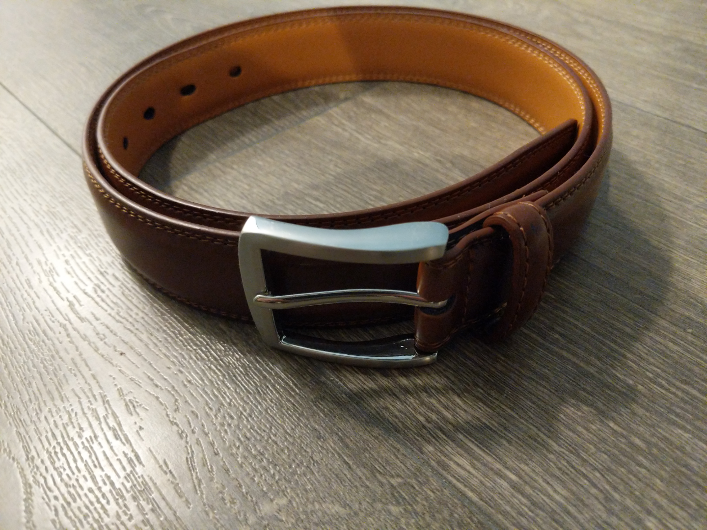 Men's Brown Leather Belt - 45" - photo 4