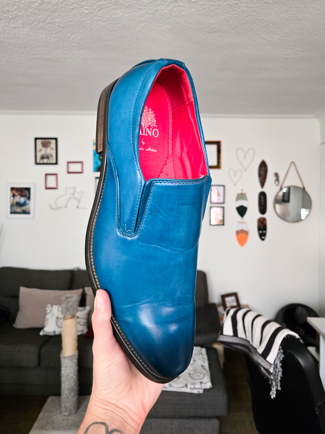 Men's Tayno by Fernando Aldaz Blue Leather Slip-On Shoes Size 13