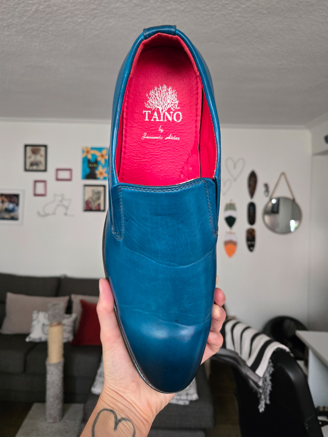 Men's Tayno by Fernando Aldaz Blue Leather Slip-On Shoes Size 13 - photo 5