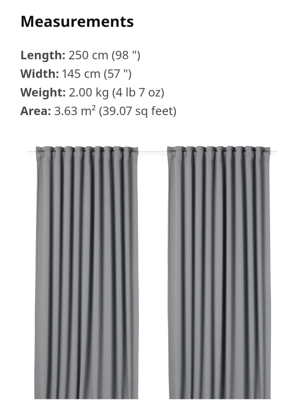 IKEA Blackout Dark Grey Curtains 145x250 cm - photo 5