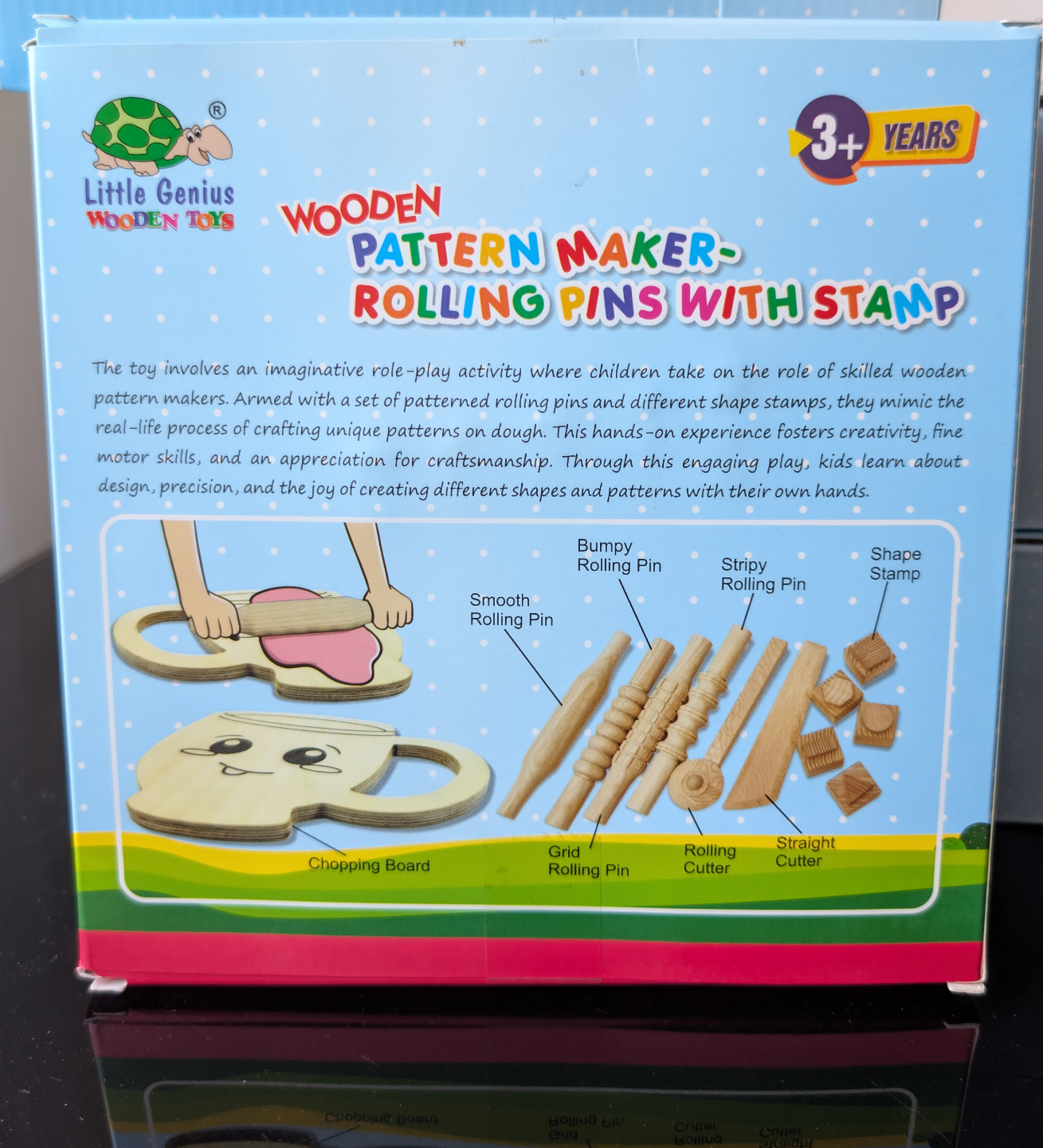 Little Genius Wooden Pattern Maker Rolling Pins with Stamp Set - photo 2