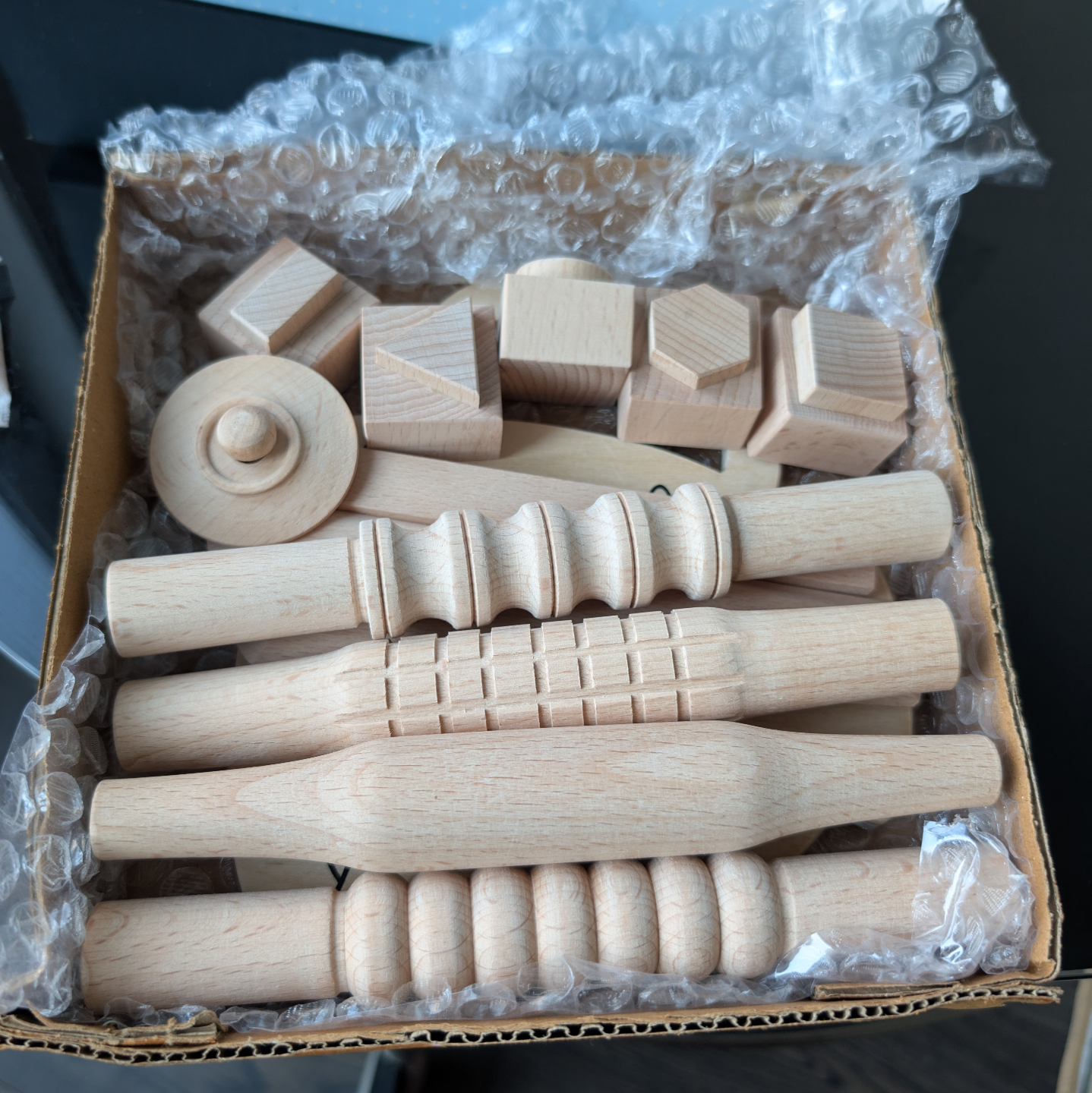 Little Genius Wooden Pattern Maker Rolling Pins with Stamp Set - photo 4