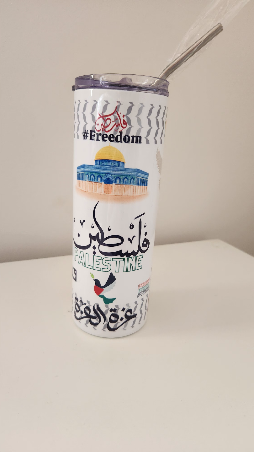 Palestine Themed Tumbler with Straw