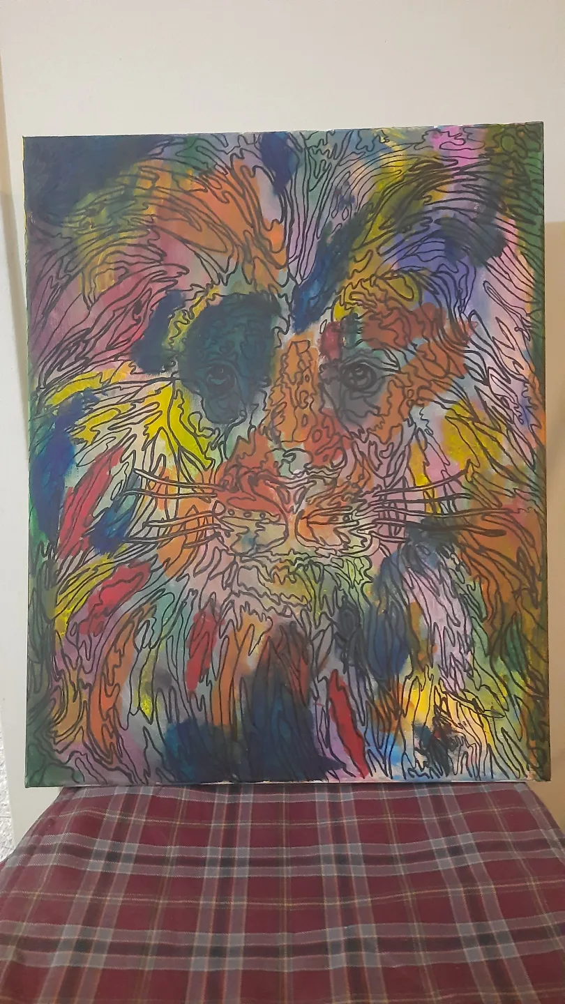 Vibrant Lion Painting - Abstract Art Canvas thumbnail