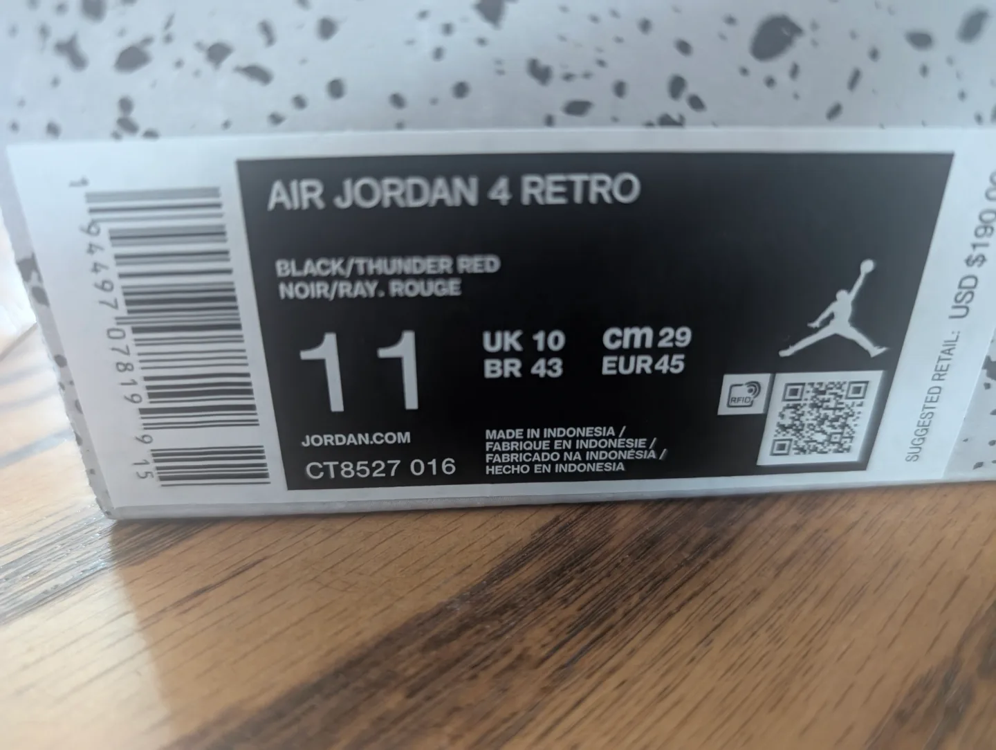 New in box Rep. Air Jordan 4 Red thunder men size 11 image indicator(7)