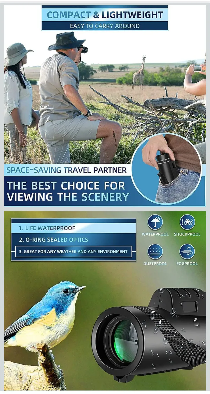 🏒  NEW!  360 Monocular Telescope, Smartphone Adapter & Tripod image indicator(3)