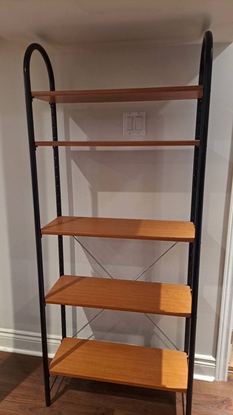 Five-shelf bookcase with black metal frame - photo 2