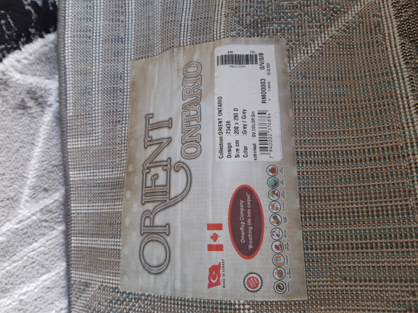 Orient Ontario Area Rug - Grey/Black Geometric Design - photo 3