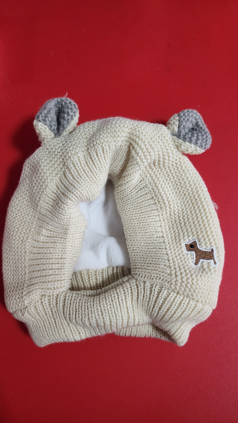 Creamy-White Knit Dog Hat with Ears - photo 4